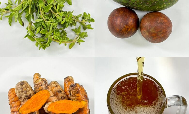 Infusión natural de orégano poleo, cúrcuma y semilla de aguacate