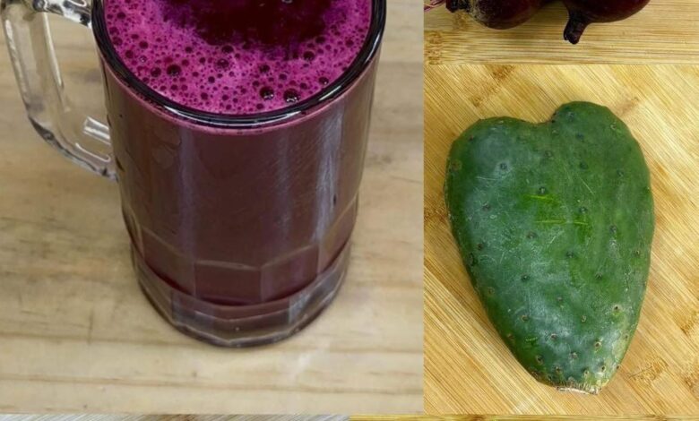 Batido natural de nopal, remolacha, limón y apio