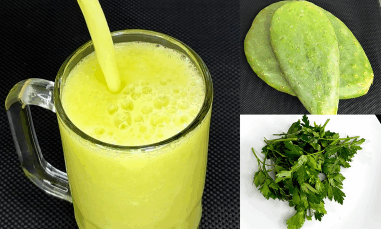 Jugo verde de nopal, piña, perejil y apio