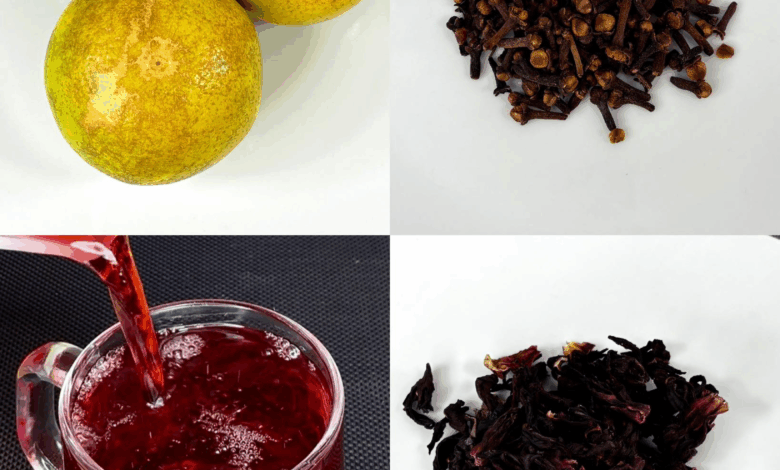 Infusión de flor de Jamaica, naranja y clavo