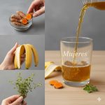 Bebida Natural con Cáscara de Plátano, Orégano Poleo y Cúrcuma