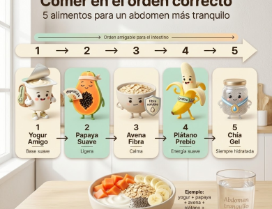 Comer en el orden correcto: 5 alimentos que ayudan a un abdomen más tranquilo (hinchazón y colitis)