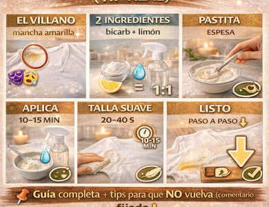 Cómo quitar manchas amarillas en playera blanca con bicarbonato + limón (vibe telenovela, pero tip real)