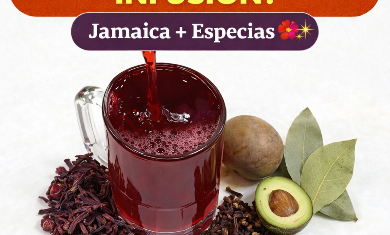 Infusión tradicional con jamaica y especias aromáticas