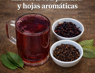 Infusión tradicional con jamaica y hojas aromáticas